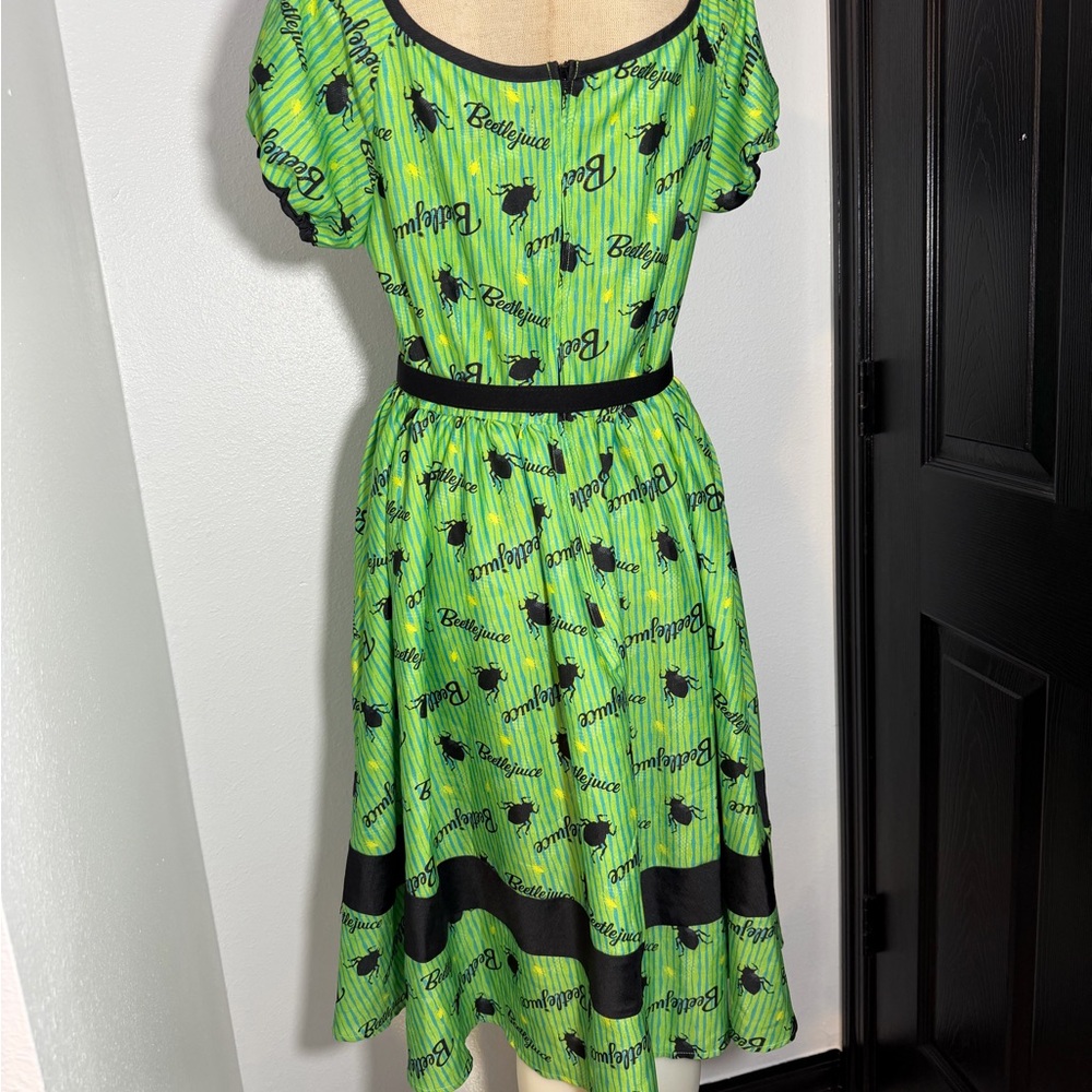 Unique Vintage × Beetlejuice Hannah Green Striped Pinup Dress ( Dress Only ) - Picture 3 of 9